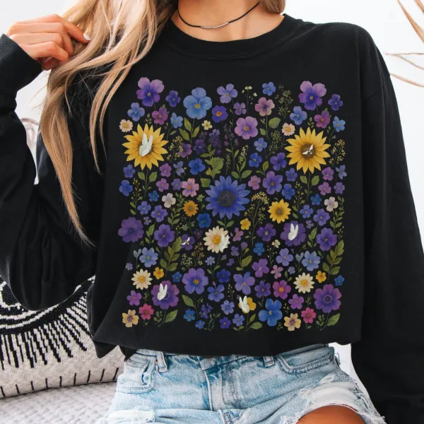 Sunflower Wildflowers Long Sleeve Shirt