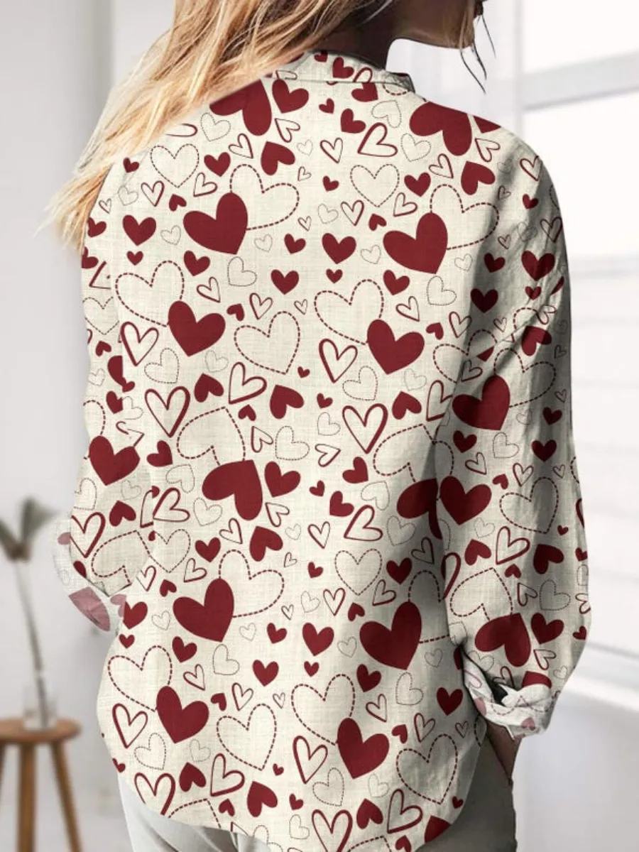 Heart Printed Long Sleeve Shirt