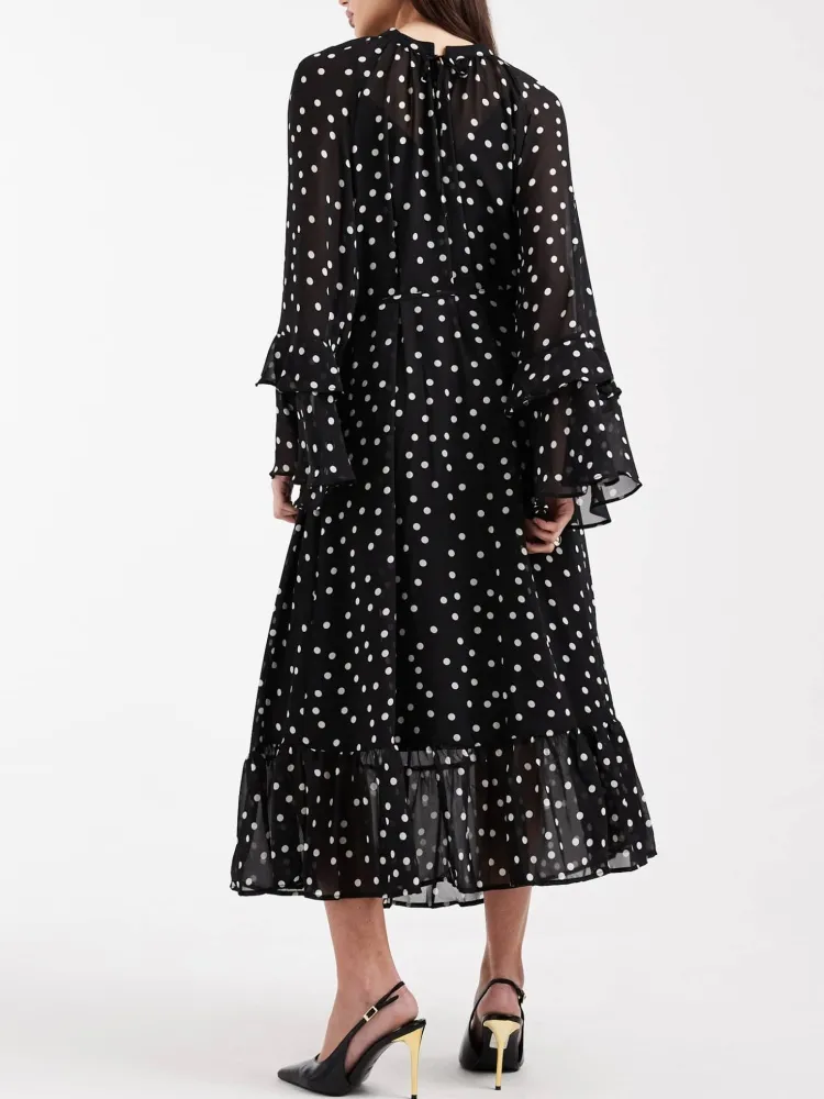 Ruffled Tie Front Maxi Dress
