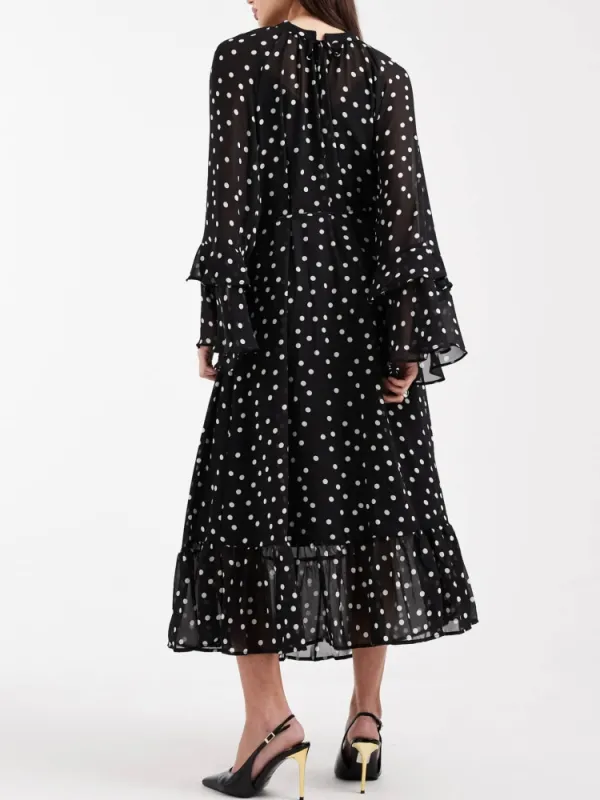 Ruffled Tie Front Maxi Dress