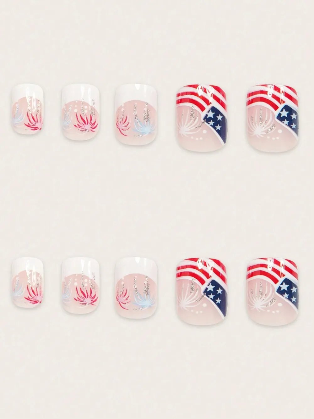 Nailhour 24pcs Fashionable Sky Blue Fireworks Pattern Short Square Press On Nails