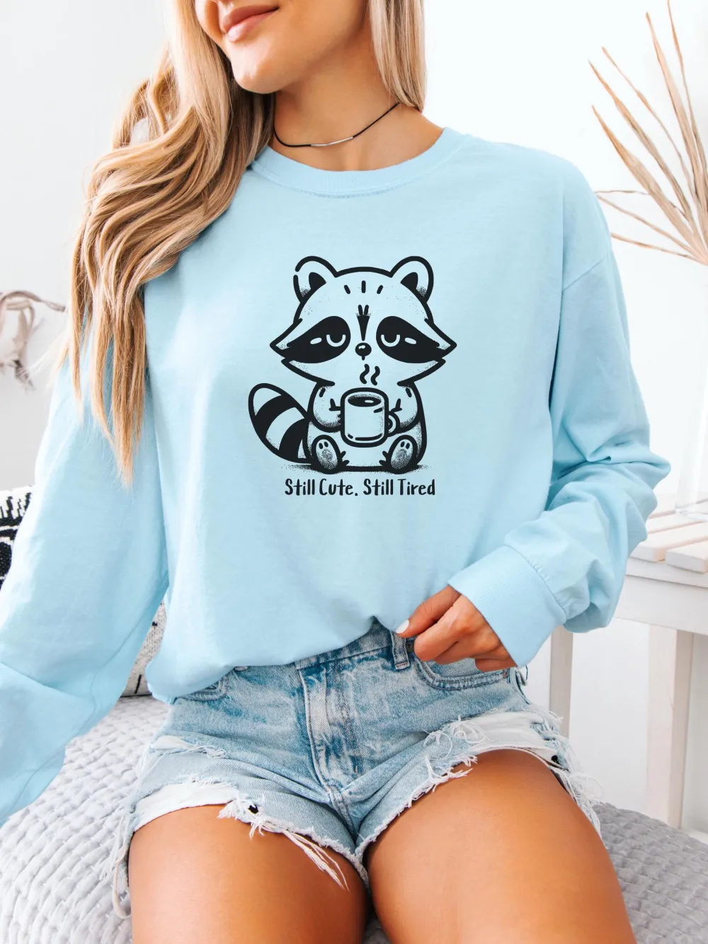 Raccoon Print Round Neck T-Shirt