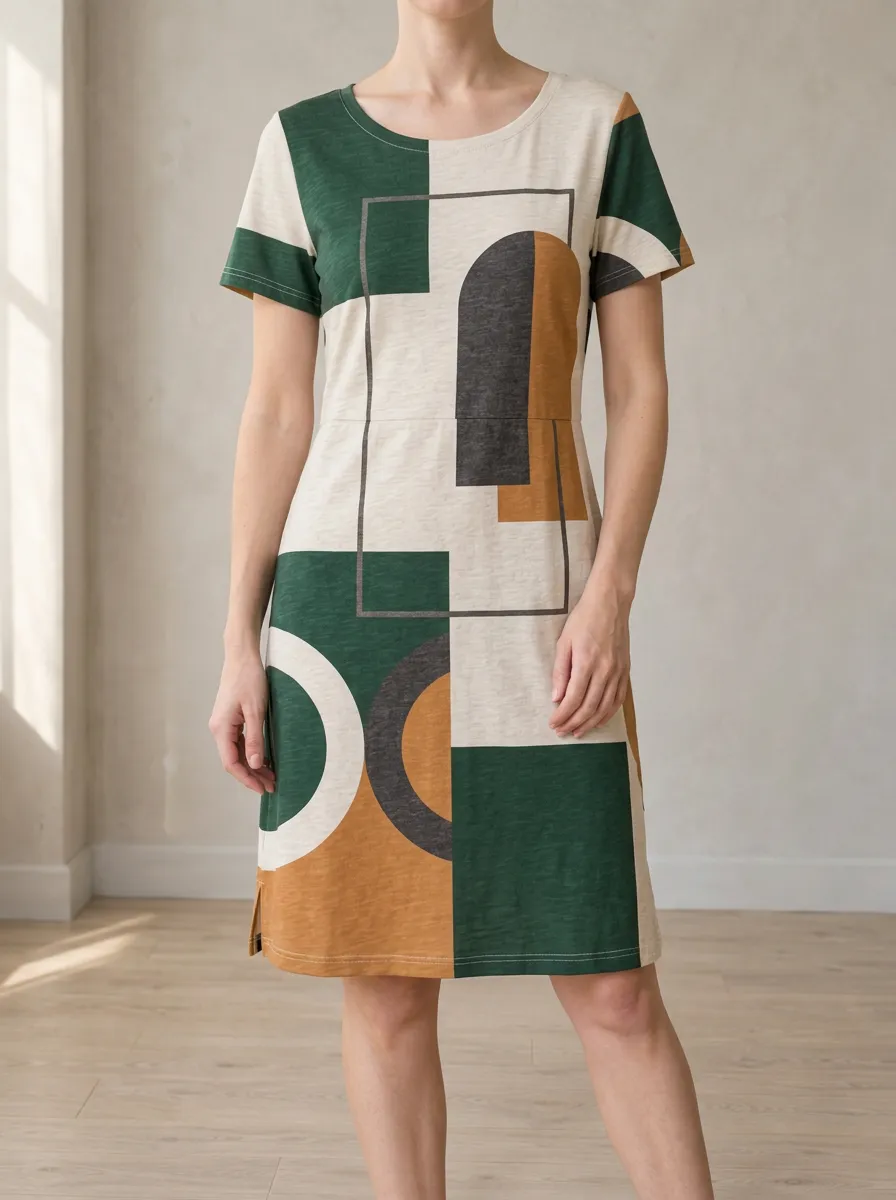 Women's Geometric Abstract Pattern Printed Dress