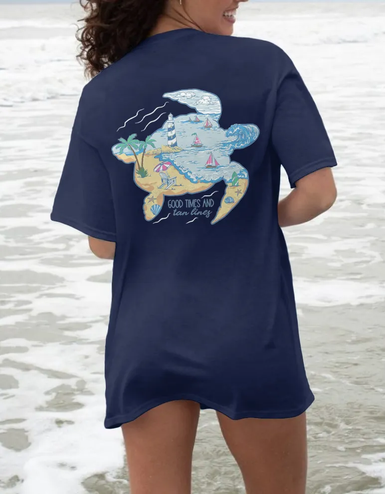 Tropical Patterned Sea Turtle Tee