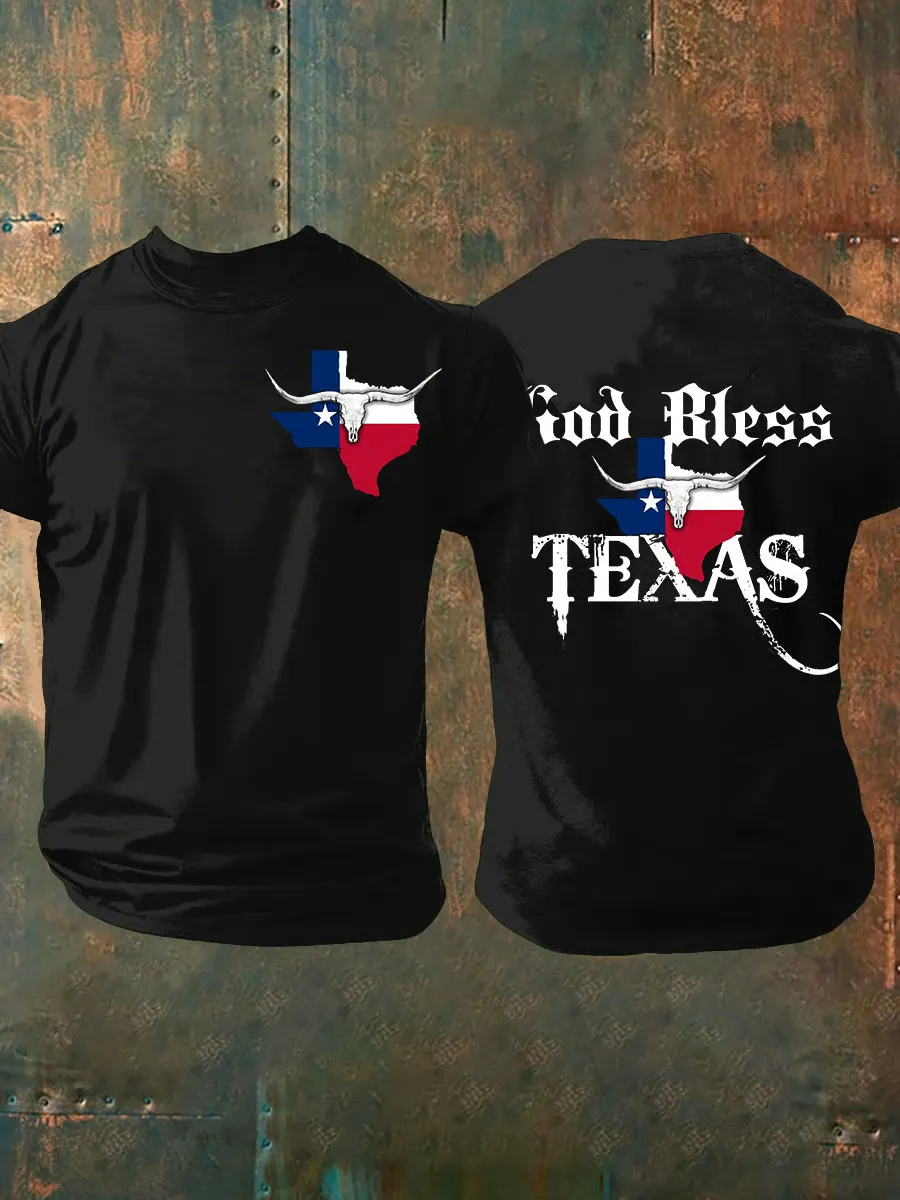 Men's God Bless Texas Strong Short-Sleeved T-Shirt