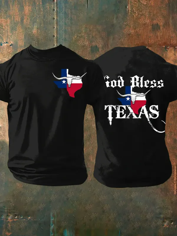 Men's God Bless Texas Strong Short-Sleeved T-Shirt