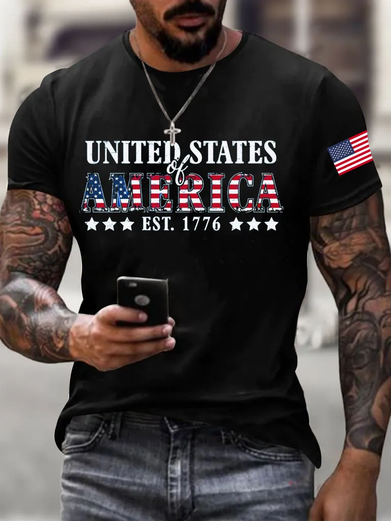Men'S 250Th Anniversary United States of America Printed Casual T-Shirt