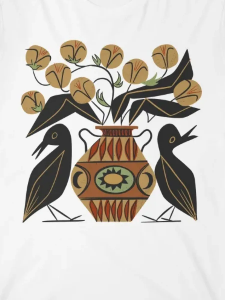 Tribal Bird Vase Printed T-Shirt