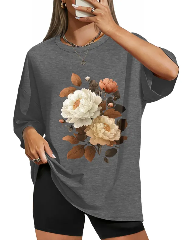 Flower Clusters Print T-shirt