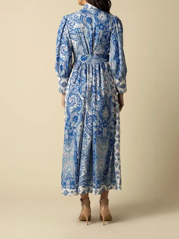Paisley Print Turtleneck Casual Dress