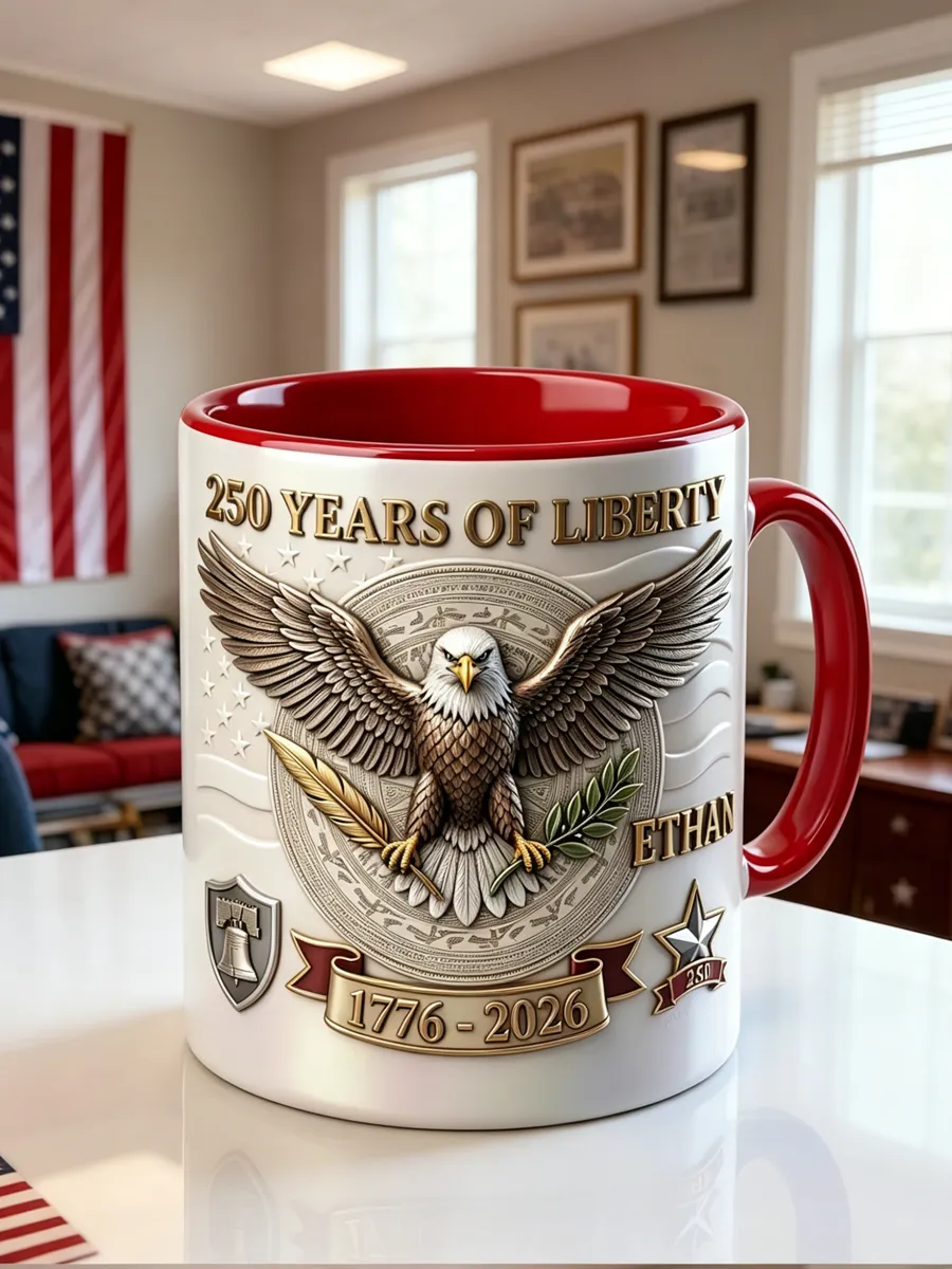 USA Patriotic Coffee Cup, Independence Day Gift 1776-2026