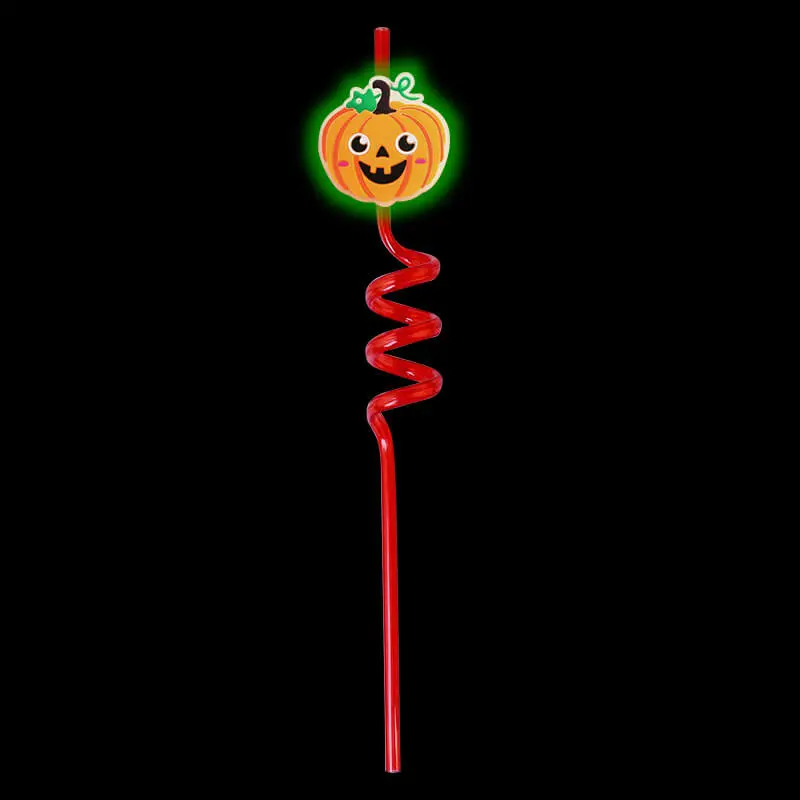 12Pcs Halloween Theme Night Light Decorative Straws