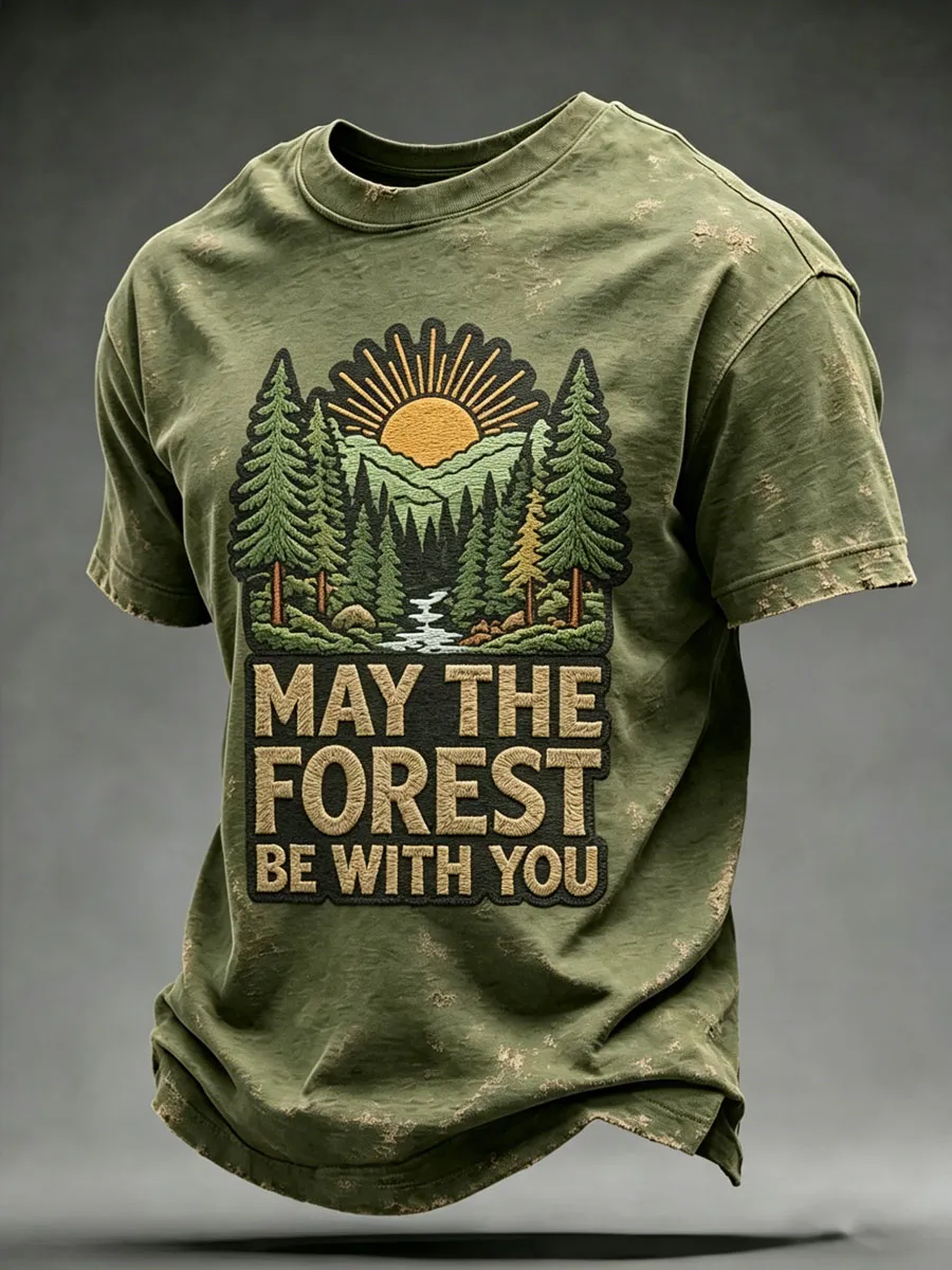 Men's May The Forest Be With You Printed Casual T-Shirt