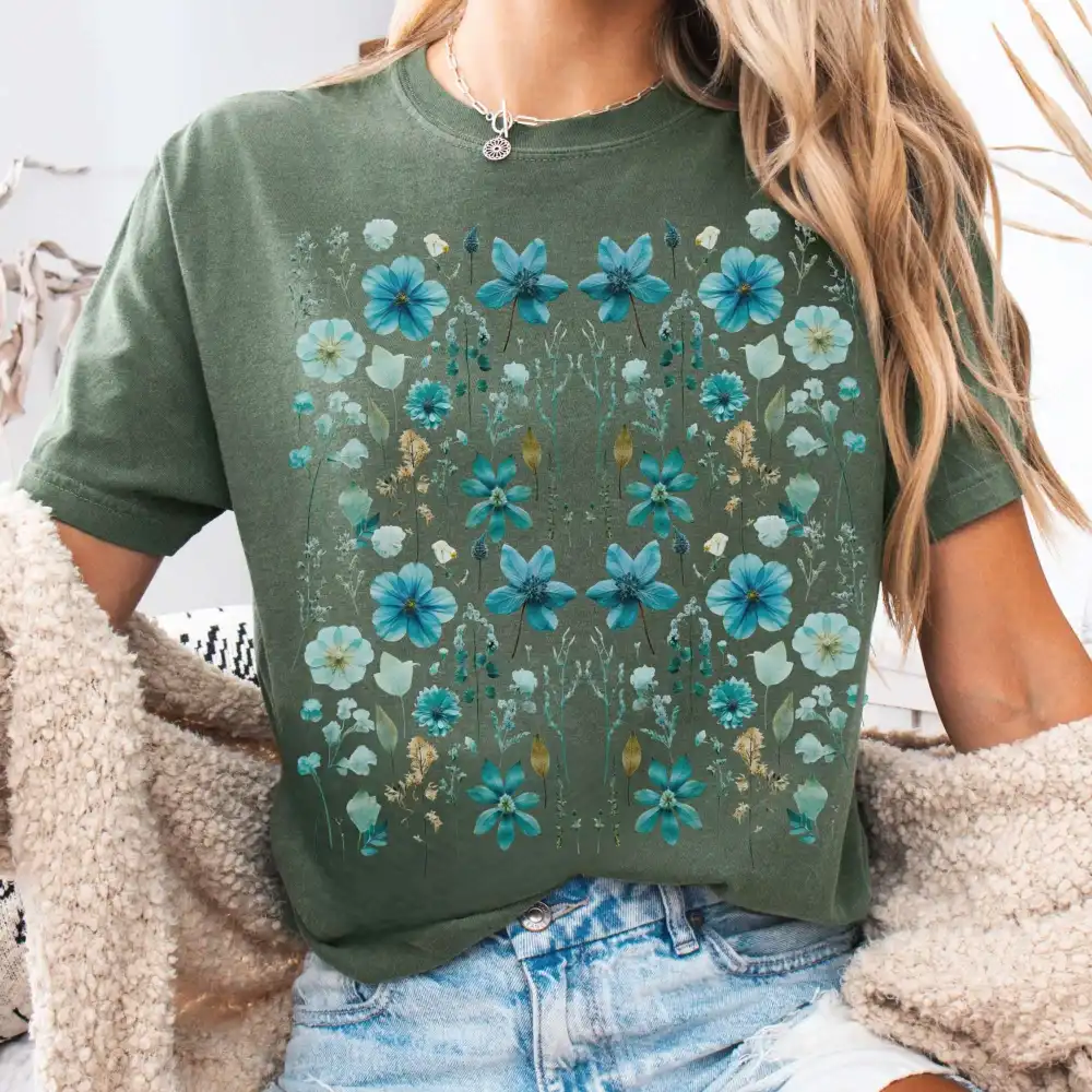 Vintage Turquoise Wildflower Tee