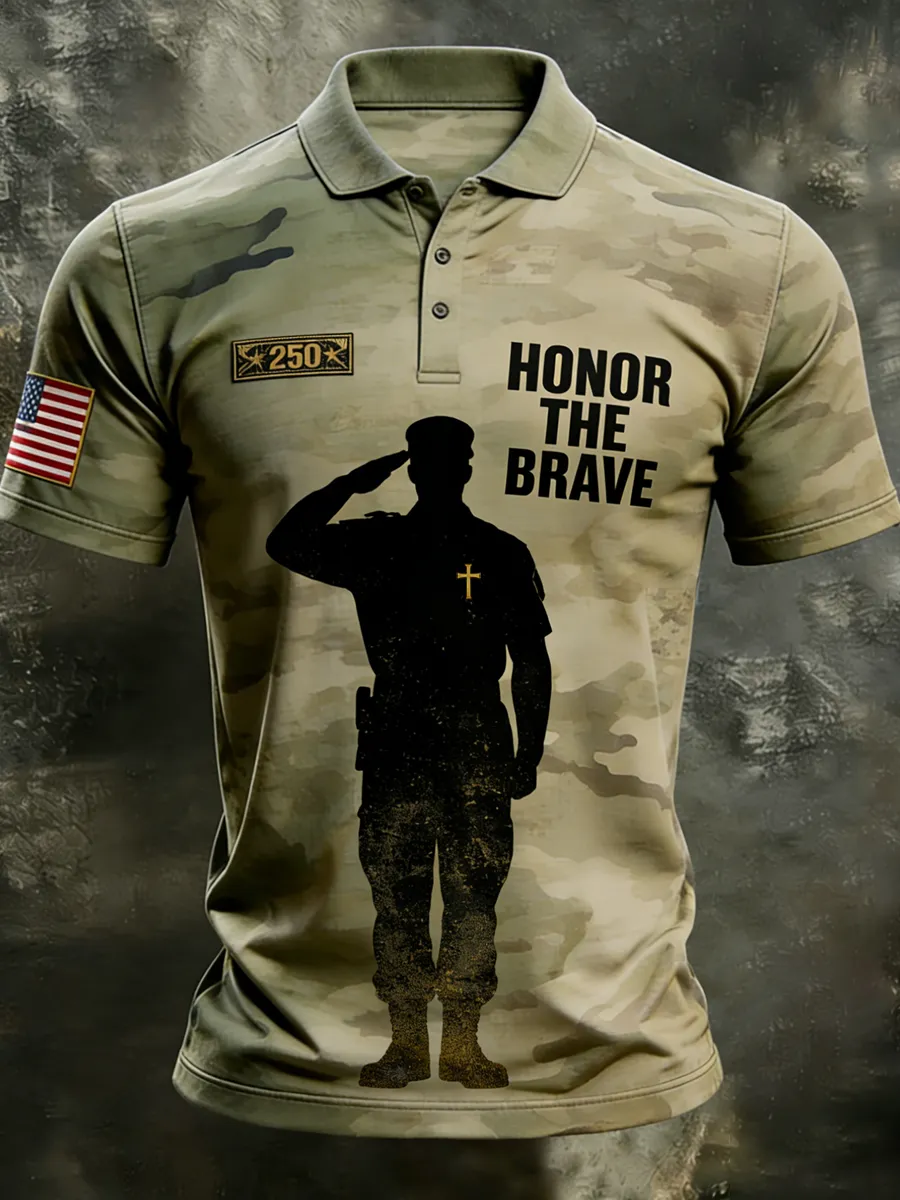 Men'S Veteran Commemorative Red Friday Short Sleeved Shirt
