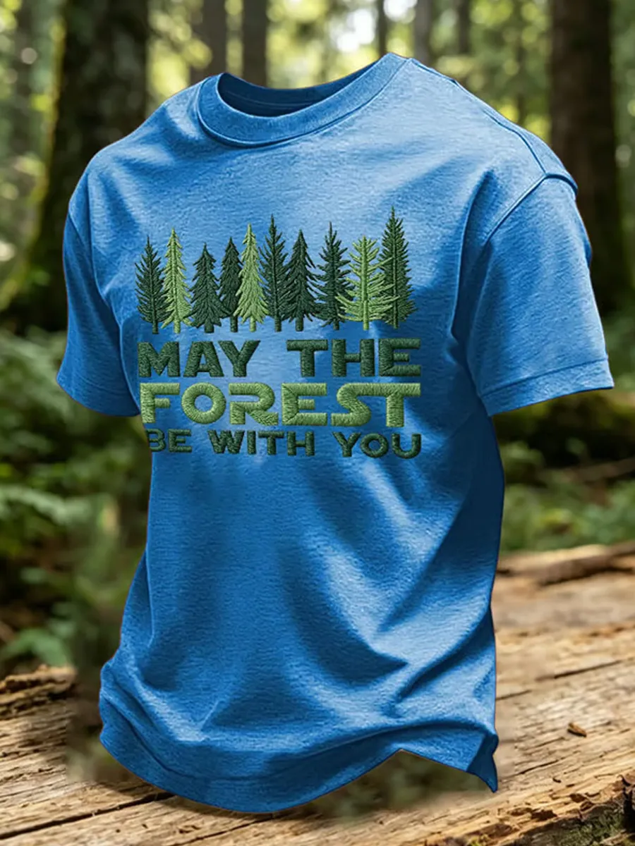 Men's May The Forest Be With You Printed Casual T-Shirt