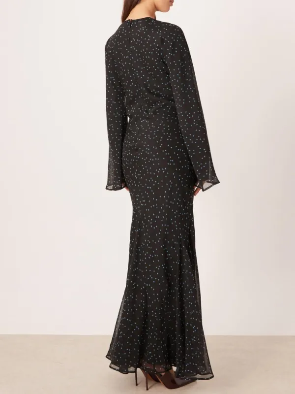 Polka Dot Round Neck Maxi Dress