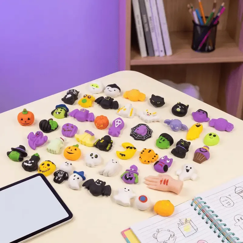 30/60/90/180Pcs Halloween Squishies Stress Relief Toy Set