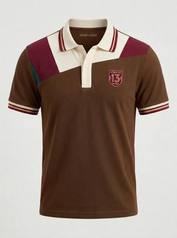 Men's Athletic 13 Sport Club Embroidered Printed Polo Shirt