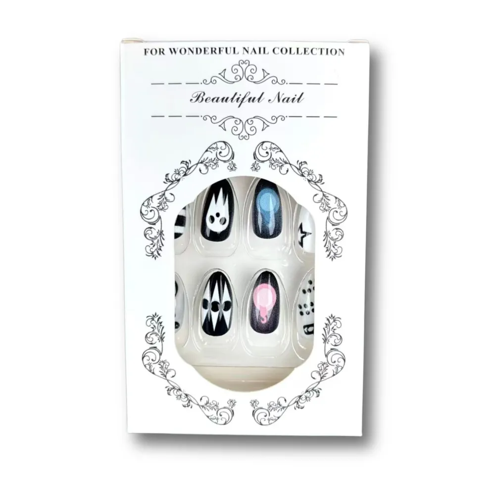 Nailhour 30Pcs Halloween Medium Almond Gothic Press On Nails