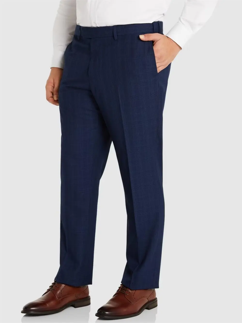 Dark Blue Regular Fit Polyester Trousers