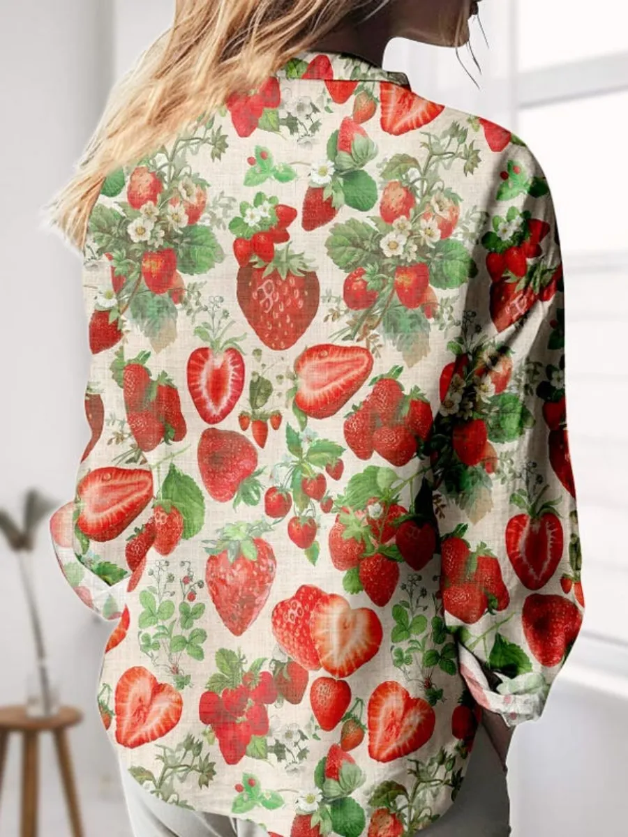 Fruity Strawberry Print Shirt