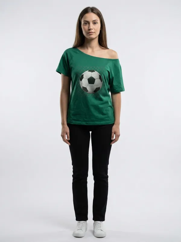 Women's Soccer Fan Net Ball Graphic Printed T-shirt