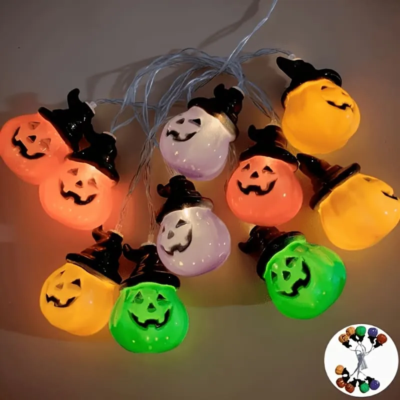 Halloween Four-color Pumpkin LED Ambient Decorative String Lights