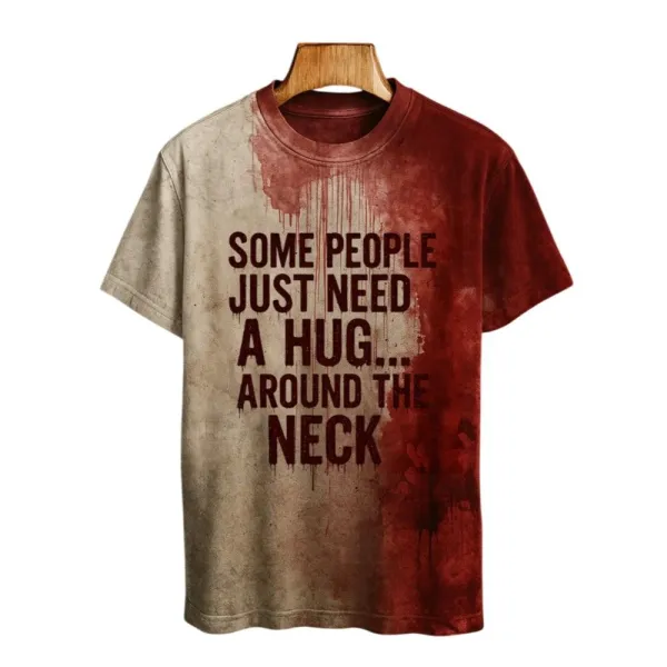 2025 Halloween Some People Just Need A Hug Bloody Printed T-shirtT-shirt