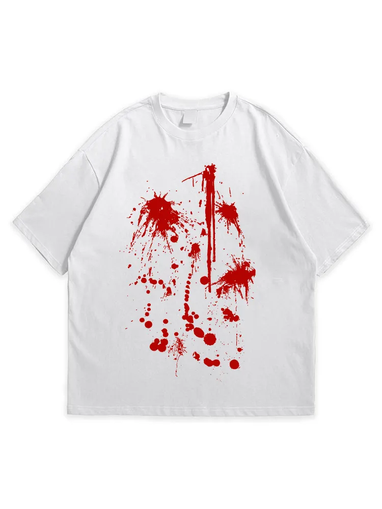 Men'S Halloween Retro Art Niche Splash Print Round Neck  T-Shirt