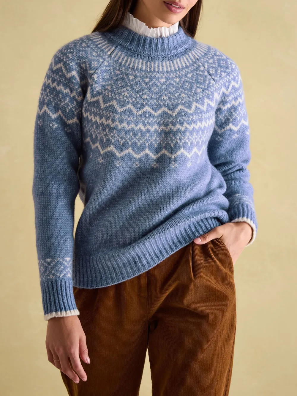 Cream Crew Neck Fairisle Pattern Jumper