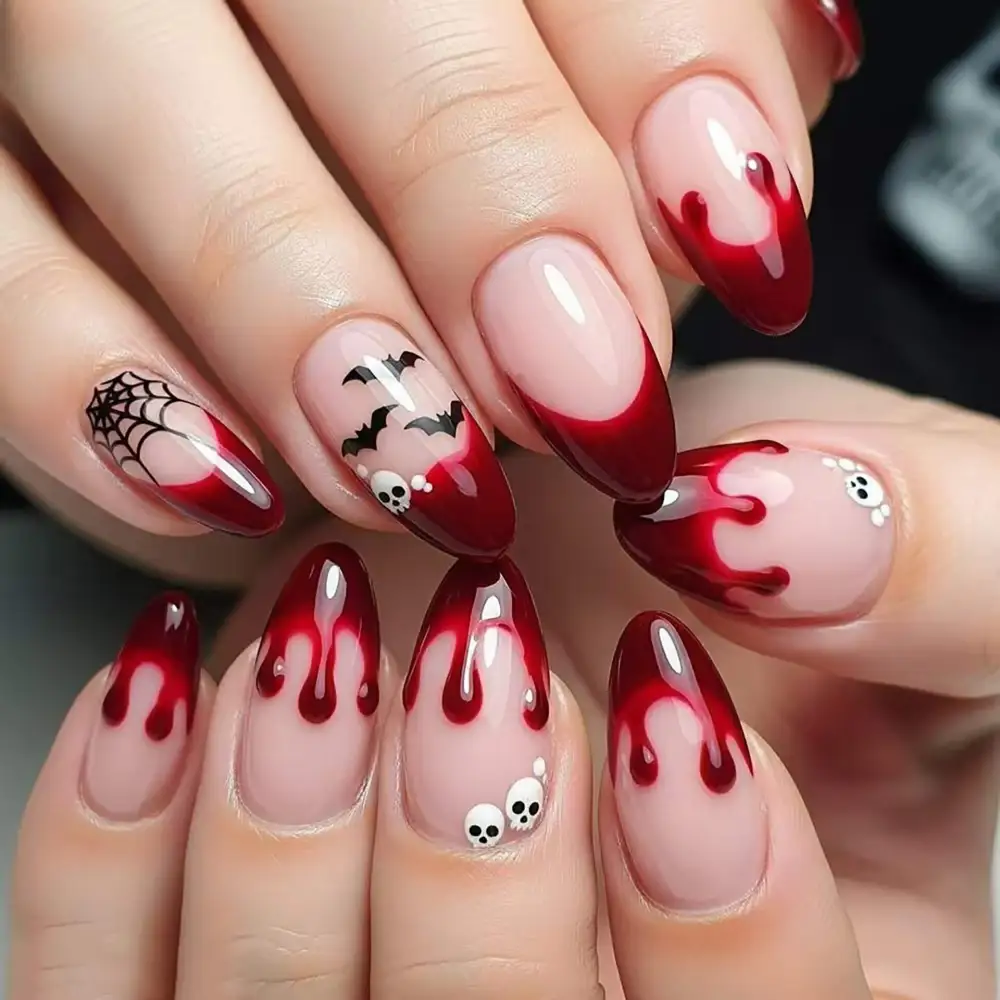 Nailhour 30Pcs Autumn Brown Gilded Medium Almond Press On Nails