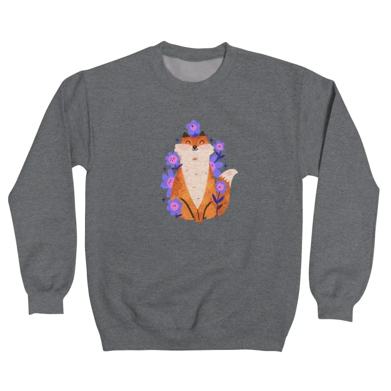 Cute Sfox And Purple Flowers Sweatshirt