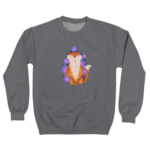 Cute Sfox And Purple Flowers Sweatshirt