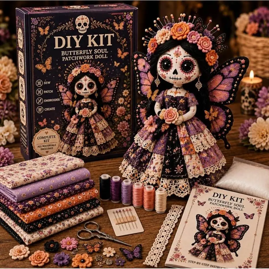 Día de los Muertos Patchwork Doll Crafting Kit🦋