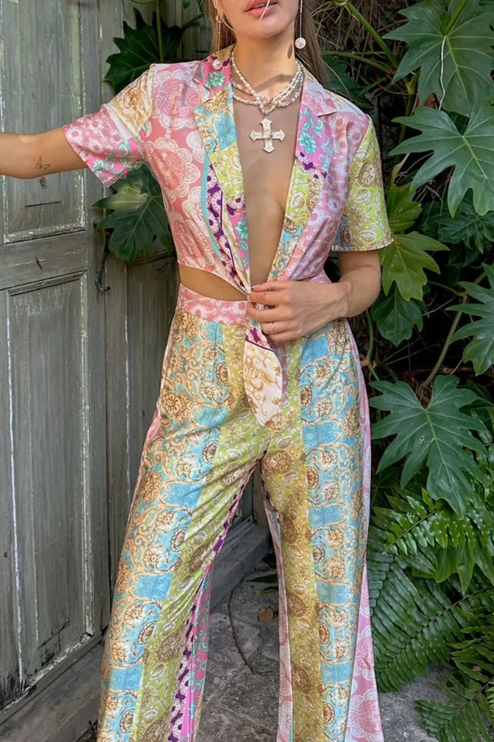 Casual Multicolor Floral Pants
