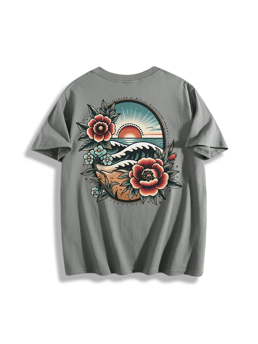Floral Wave Design T-Shirts