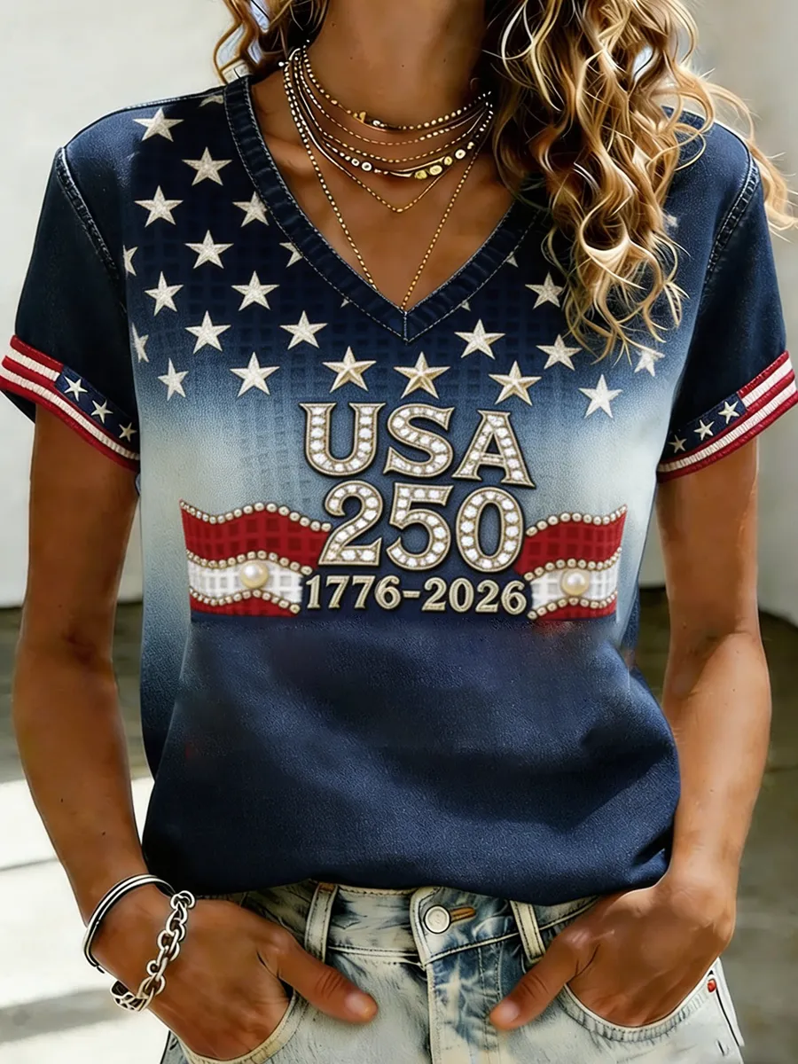 Women'S 250Th Anniversary Printed Short Sleeve Knitted Shirt