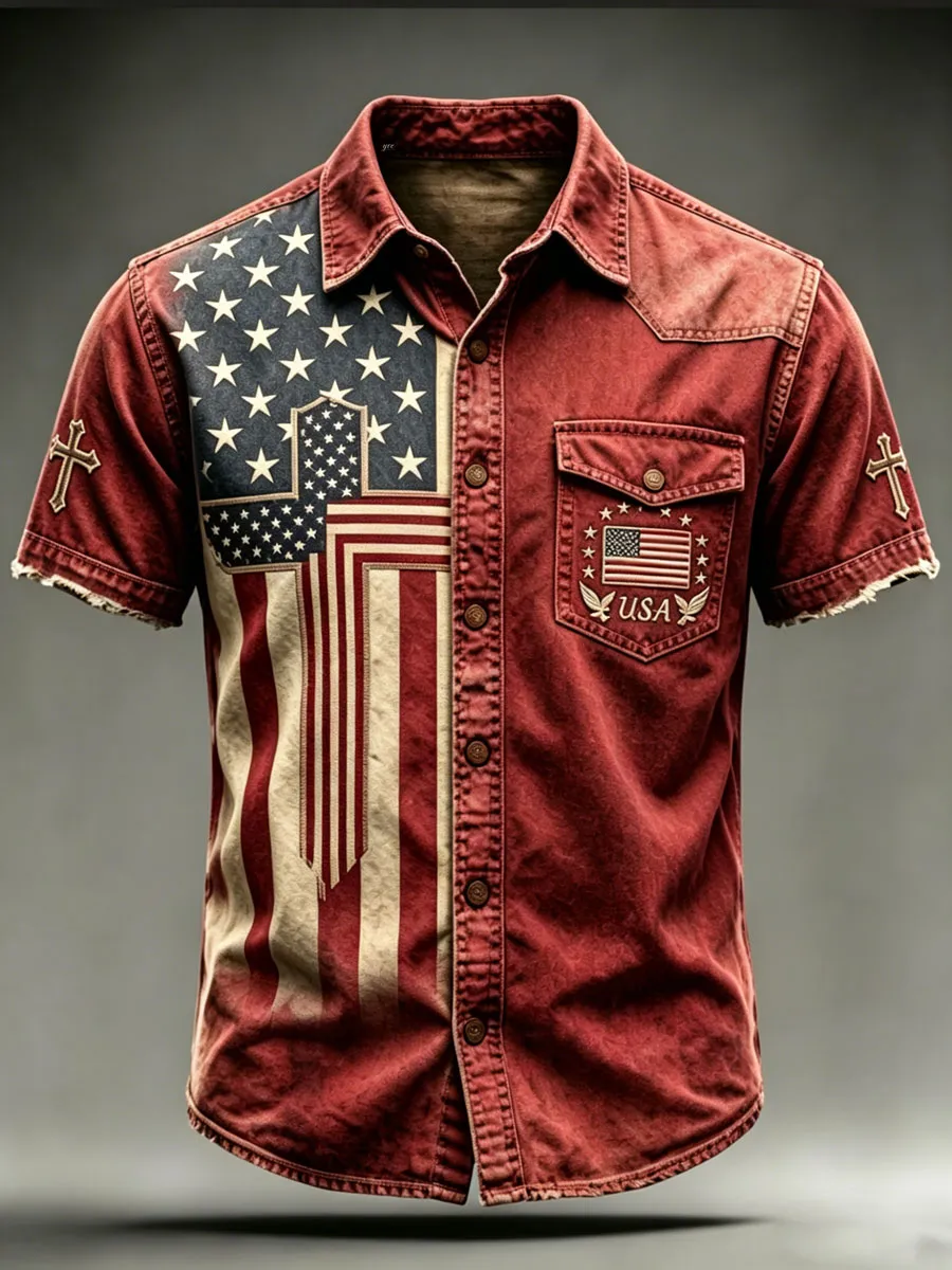 Men'S 250Th Anniversary National Faith Print  Shirt