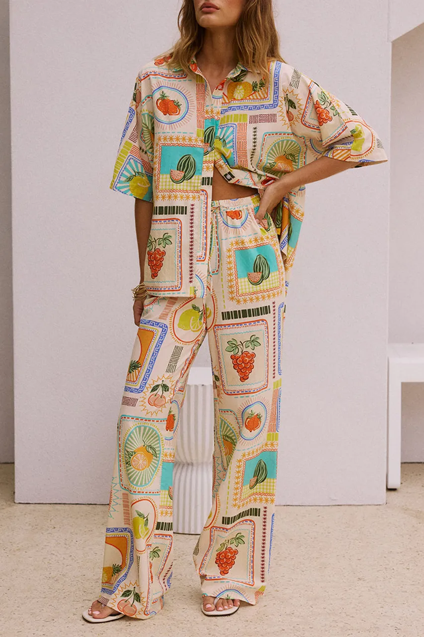 Geometric Print High Waisted Pants