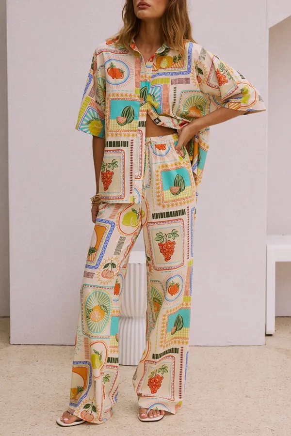 Geometric Print High Waisted Pants