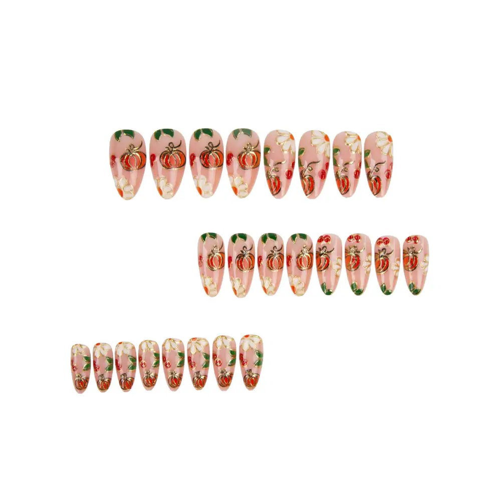 Nailhour 24Pcs Halloween Nude Medium Almond Press On Nails