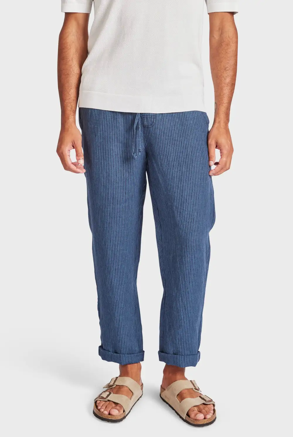 Striped Linen Cropped Pant