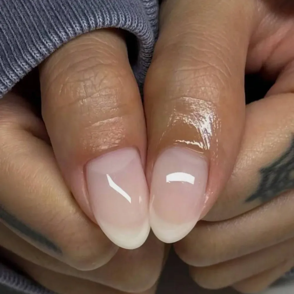 Nailhour 24Pcs French Medium Almond Minimalist Press On Nails