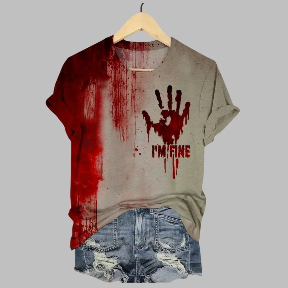 2025 Halloween I Am Fine Art Print Printed T-shirt