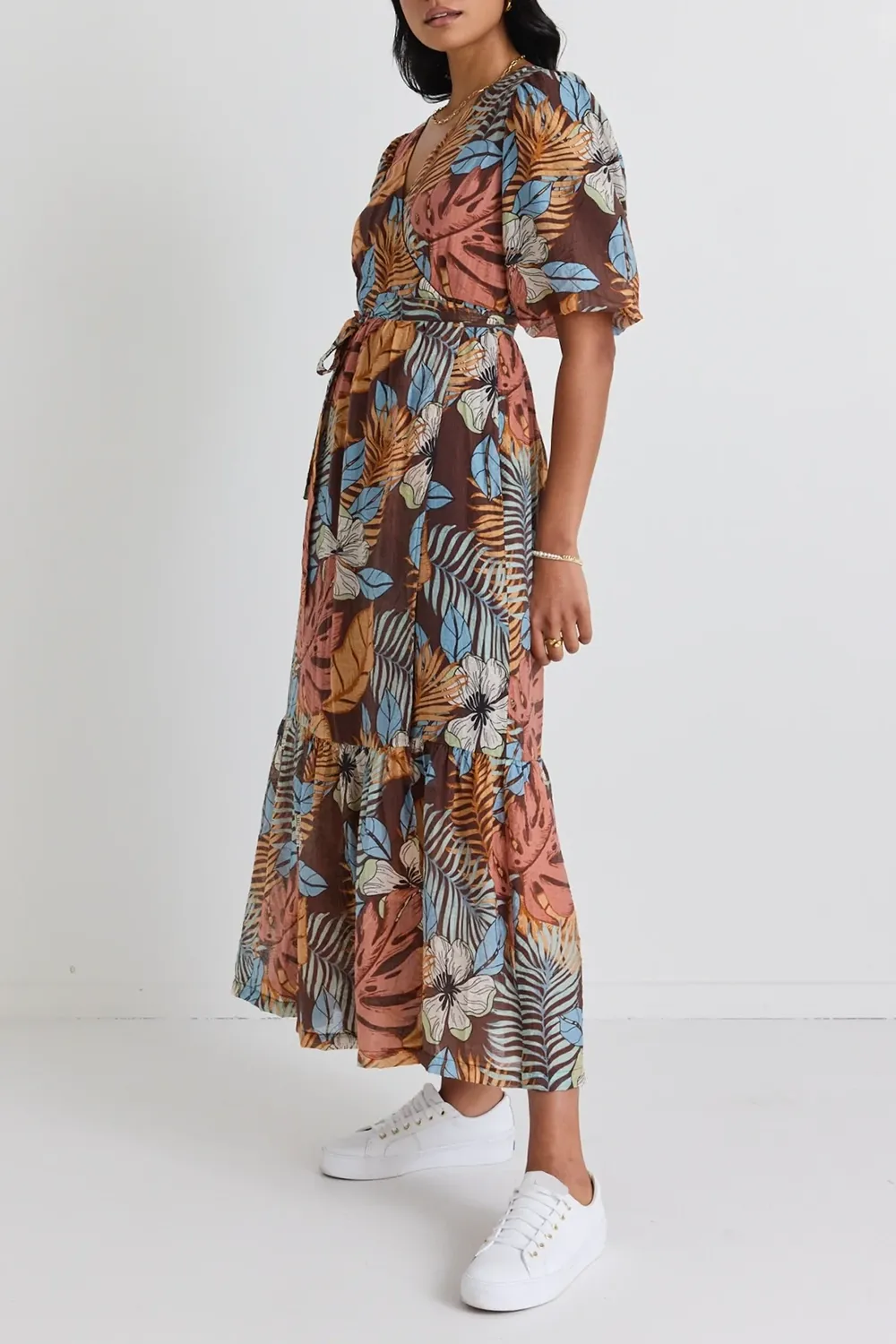 Floral Print Wrap Maxi Dress