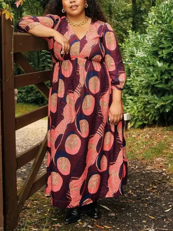 Midi Printed Dress In Teal Print