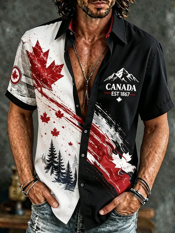 Men's Canada EST 1867 Split Color Button-Down Shirt