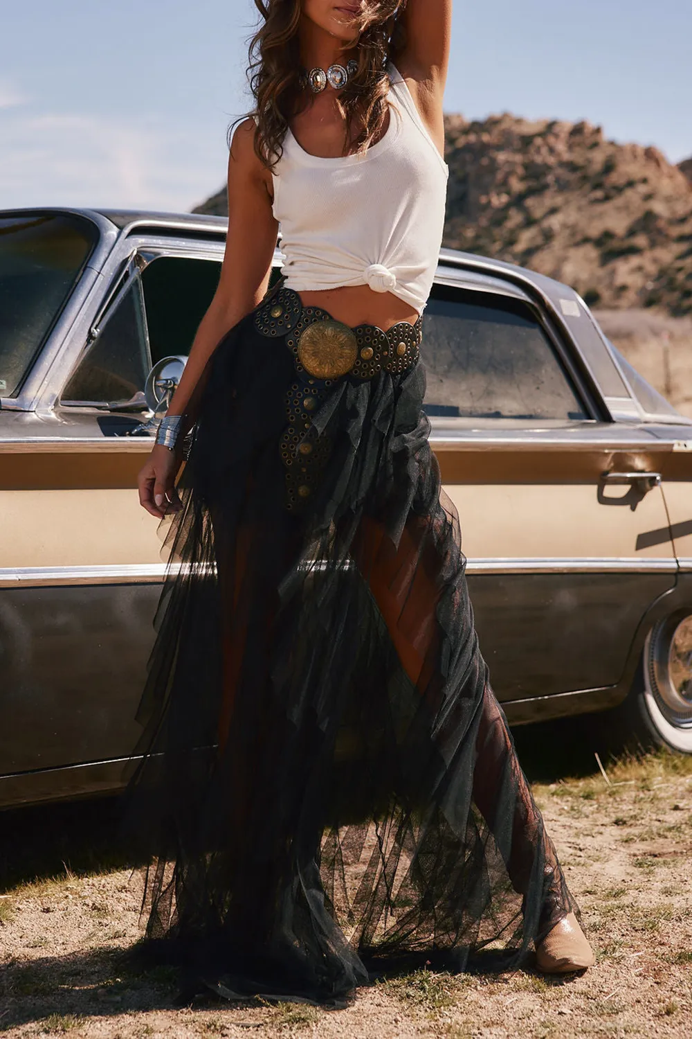 Rock Black Tulle Maxi Skirt