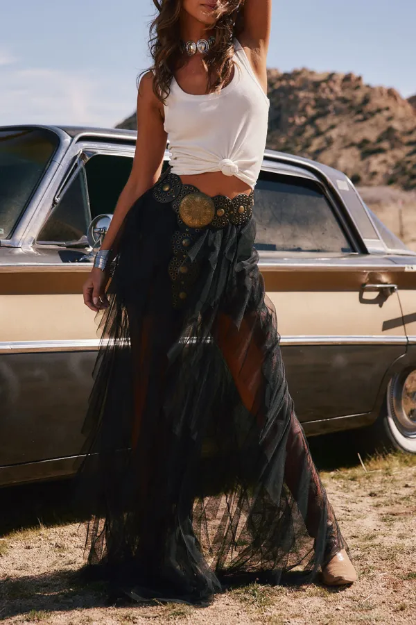 Rock Black Tulle Maxi Skirt
